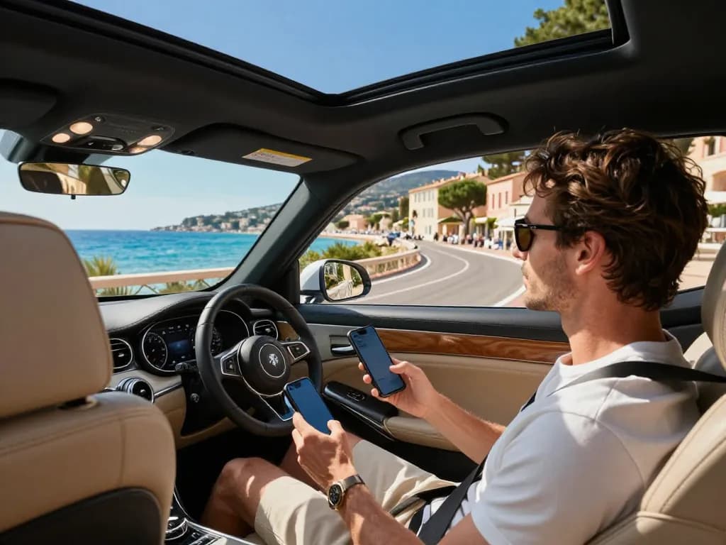Balade en taxi Saint-Tropez luxueuse avec des vues côtières à couper le souffle et un chauffeur professionnel.