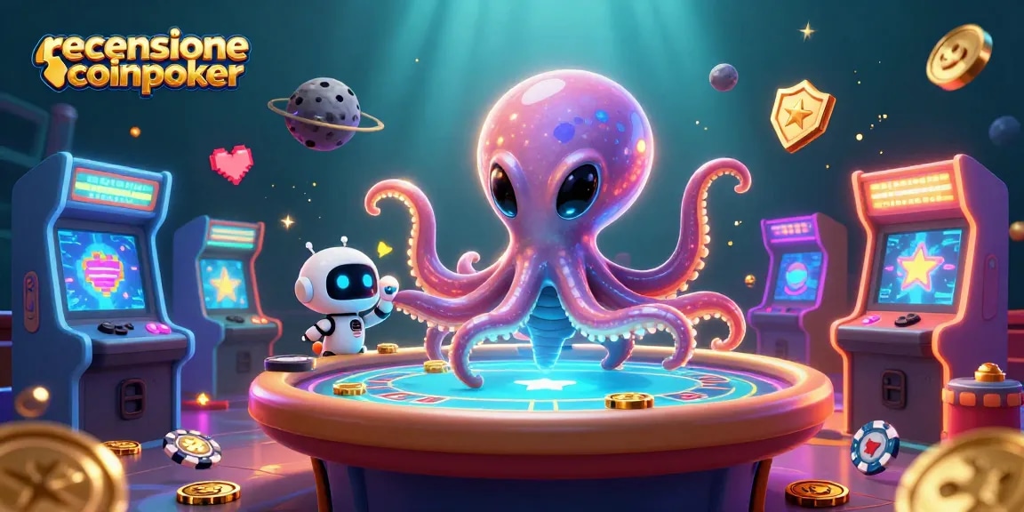 In questa recensione di CoinPoker, l'ottimo gameplay di un alieno polpo e un robot compagno al tavolo di poker.