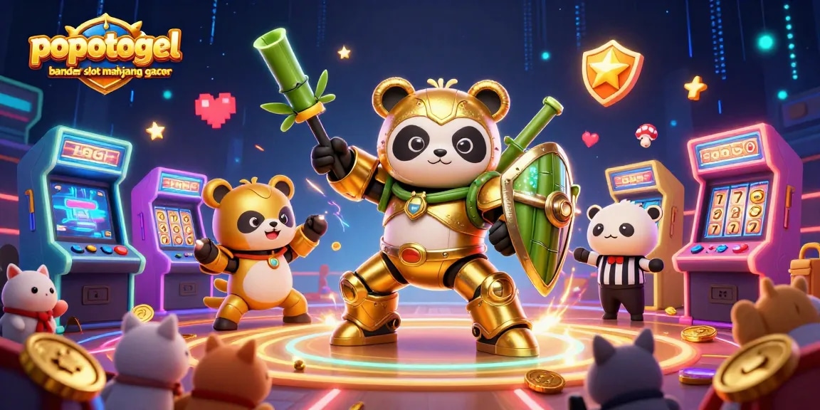 Experience popotogel bandar slot mahjong gacor in a vibrant 3D arcade scene filled with game elements and excitement.