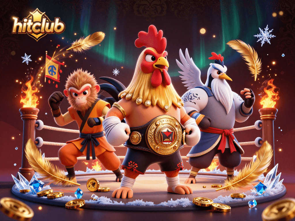 Experience the hitclub action with cartoon fighters in a vibrant 3D casino arena scene.