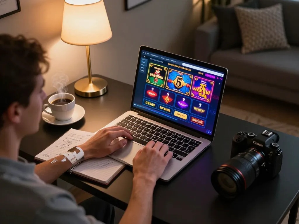 Engaged user playing games on gg88 pro online casino platform, showcasing strategic gaming setup.