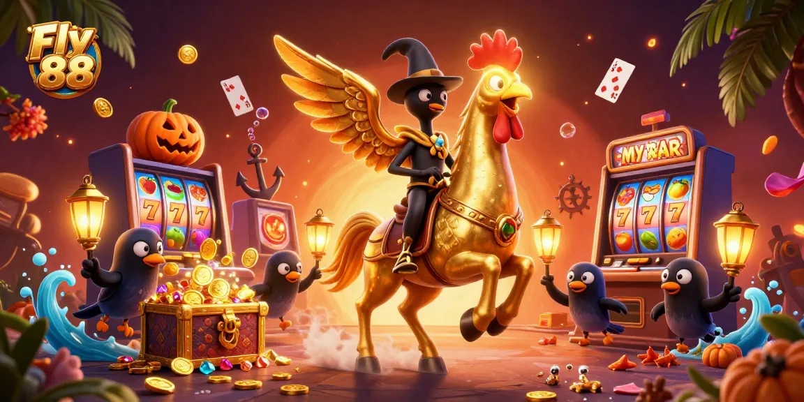 Experience thrilling slot action with Fly 88 in this vibrant 3D casino illustration.