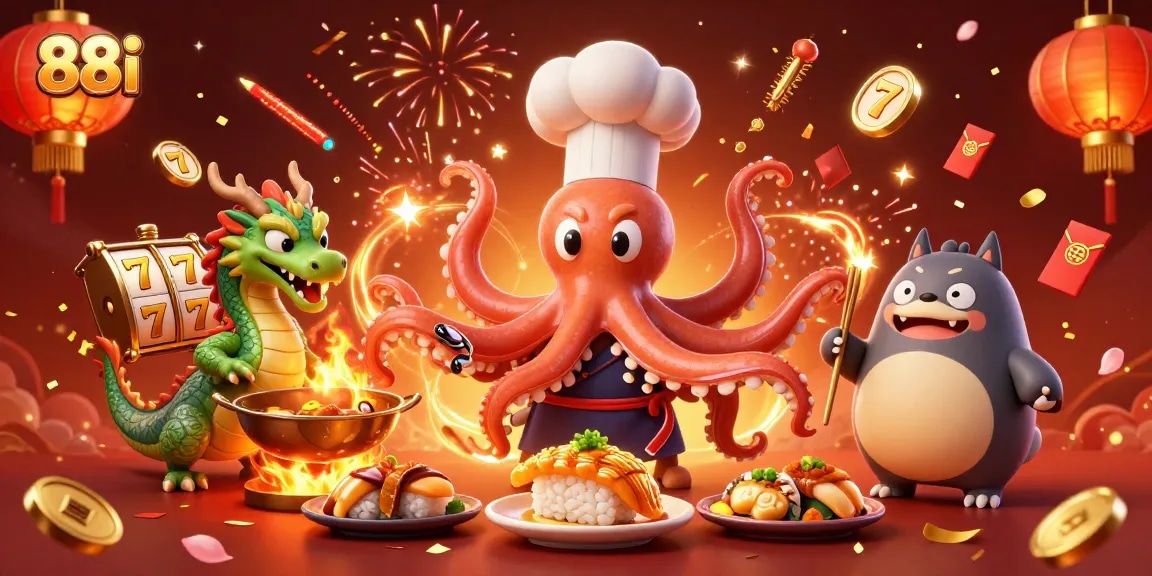 Engage in thrilling gameplay at 88i with floating jackpot slots and vibrant casino elements.