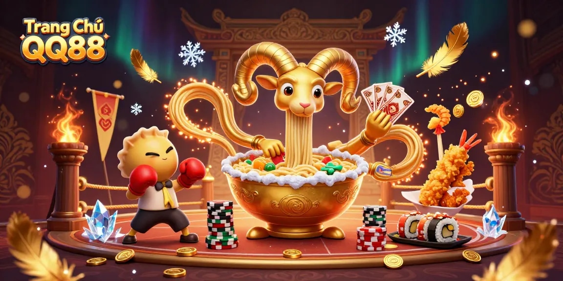 Experience the dynamic world of Trang Chủ QQ88 with vibrant casino characters in a lively 3D scene.