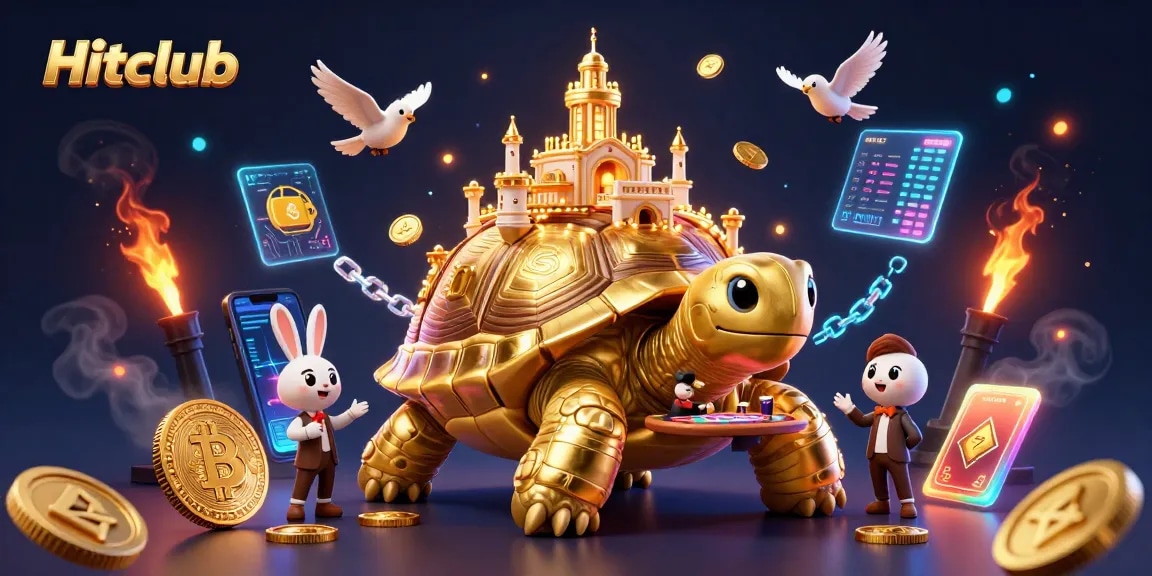 Experience thrilling wins at Hitclub with our vibrant 3D casino adventure illustration.