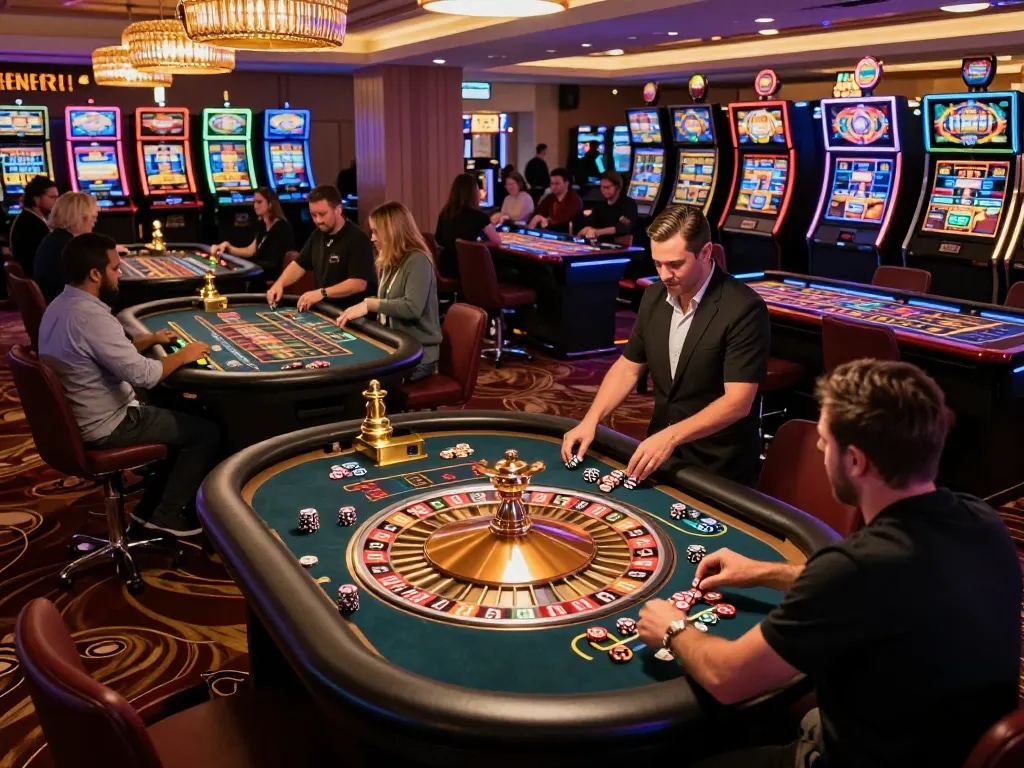Engaged players placing bets at a roulette table while enjoying the da88 casino atmosphere.