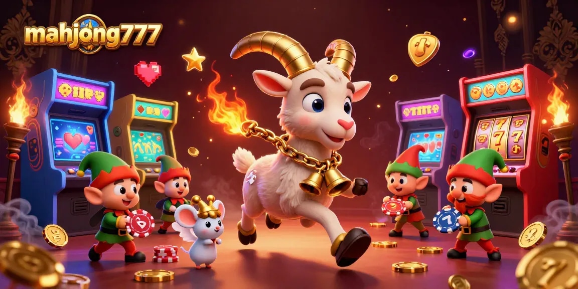 Experience the excitement of mahjong777 with interactive elements, showcasing a whimsical casino scene.