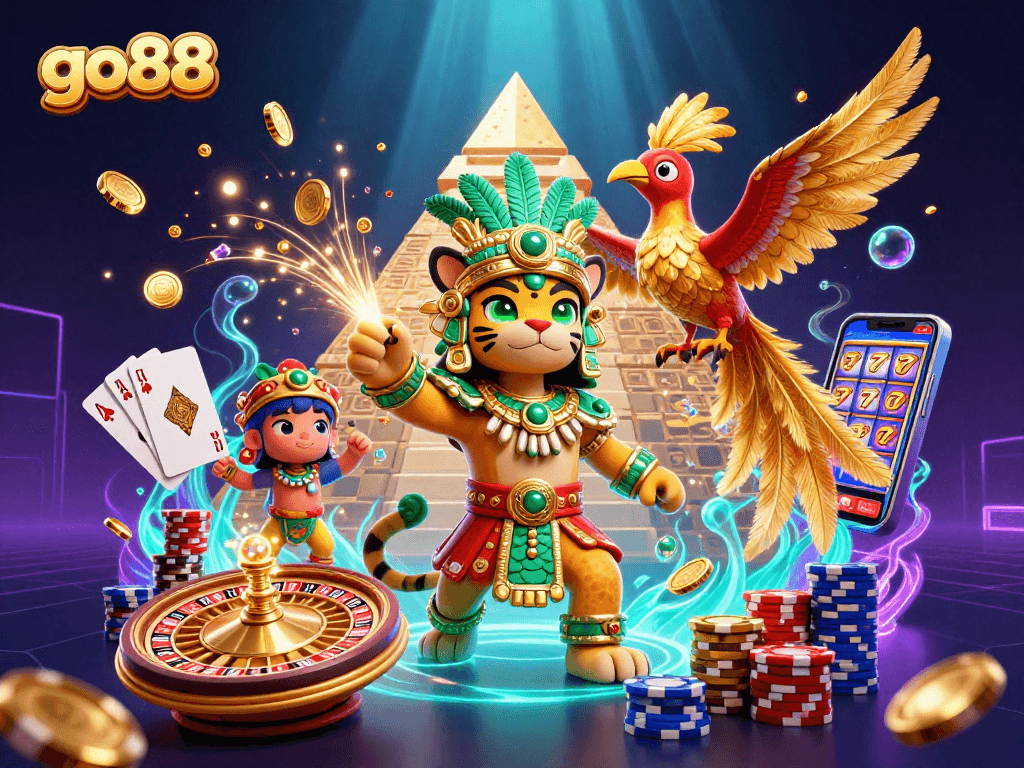 Experience fun and excitement at go88 with a vibrant casino scene featuring dynamic gaming elements.