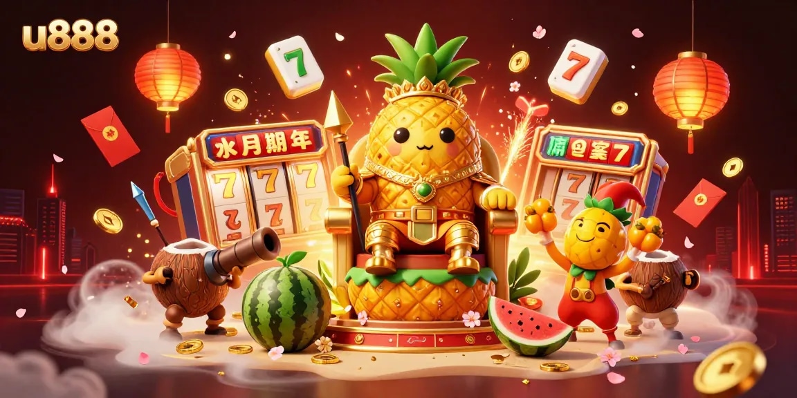Experience thrilling gameplay at u888 with a dynamic beach casino scene filled with games and vibrant characters.