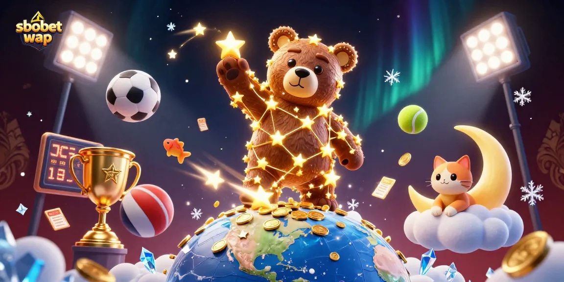 Bet on sbobet wap with our 3D illustration showcasing winning sports themes and dynamic betting action.