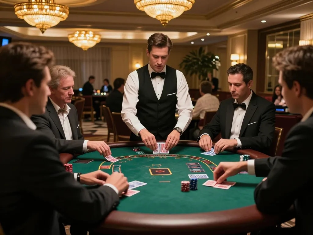Experience thrilling gameplay at 789 blackjack tables with players strategizing their bets.