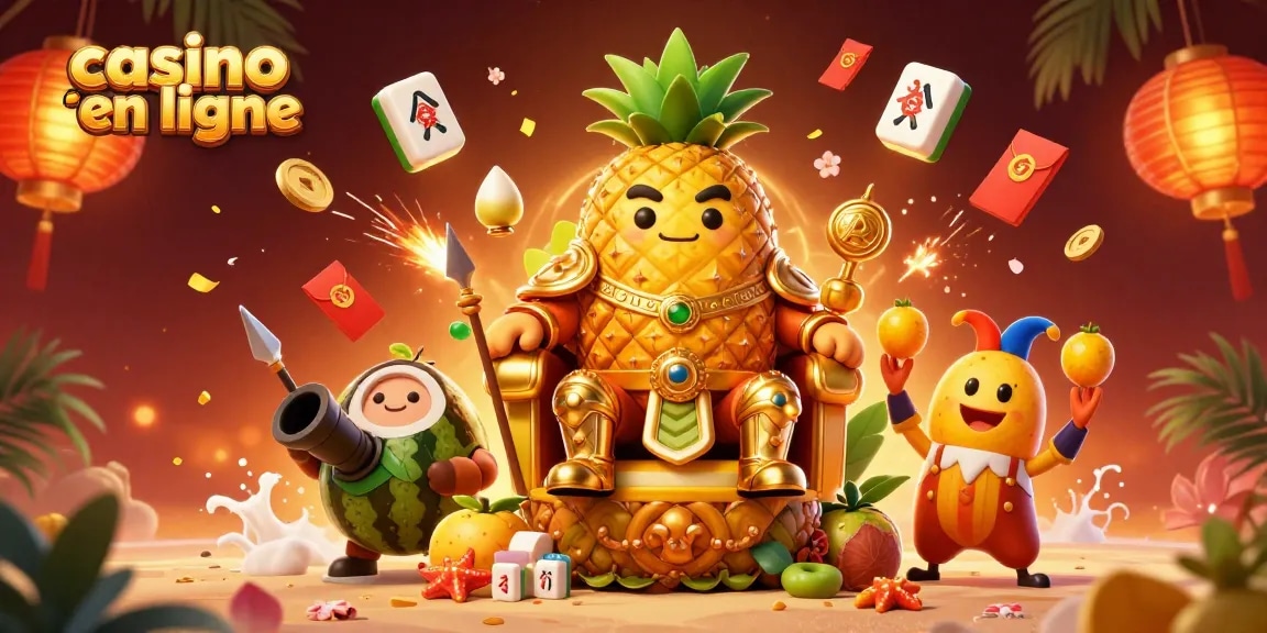 Jouez à des jeux passionnants de casino en ligne avec un roi ananas et des éléments festifs uniques.