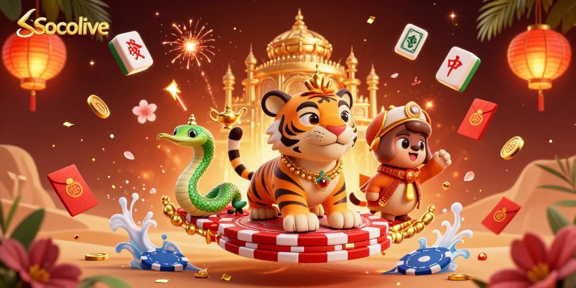 Socolive offers an immersive live sports betting experience, with vibrant elements showcasing a dynamic casino scene.