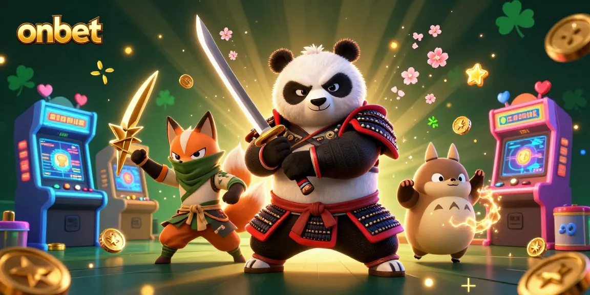 Experience thrilling gaming at onbet with samurai panda and ninja fox in a vibrant casino universe.