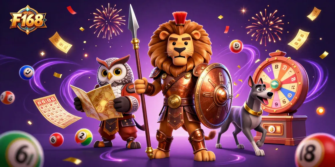 Experience exhilarating gameplay at F168 with vibrant lottery balls and casino elements.