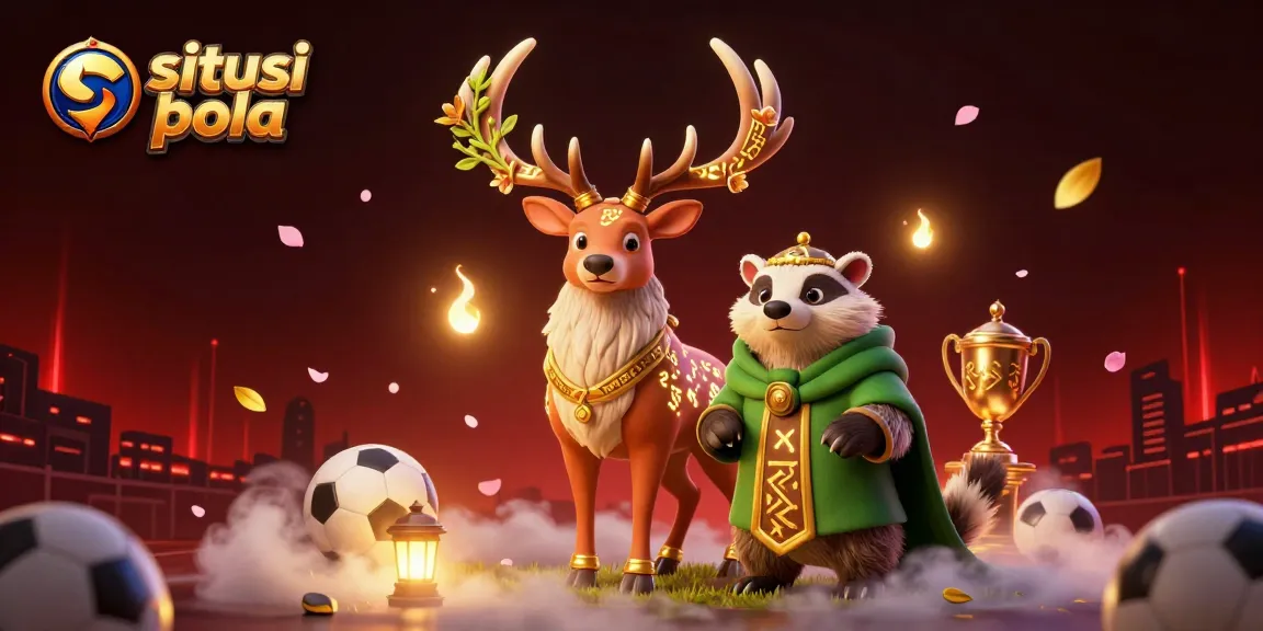 Place sports bets on situs judi bola with a vibrant, dynamic illustration featuring druid and badger characters.