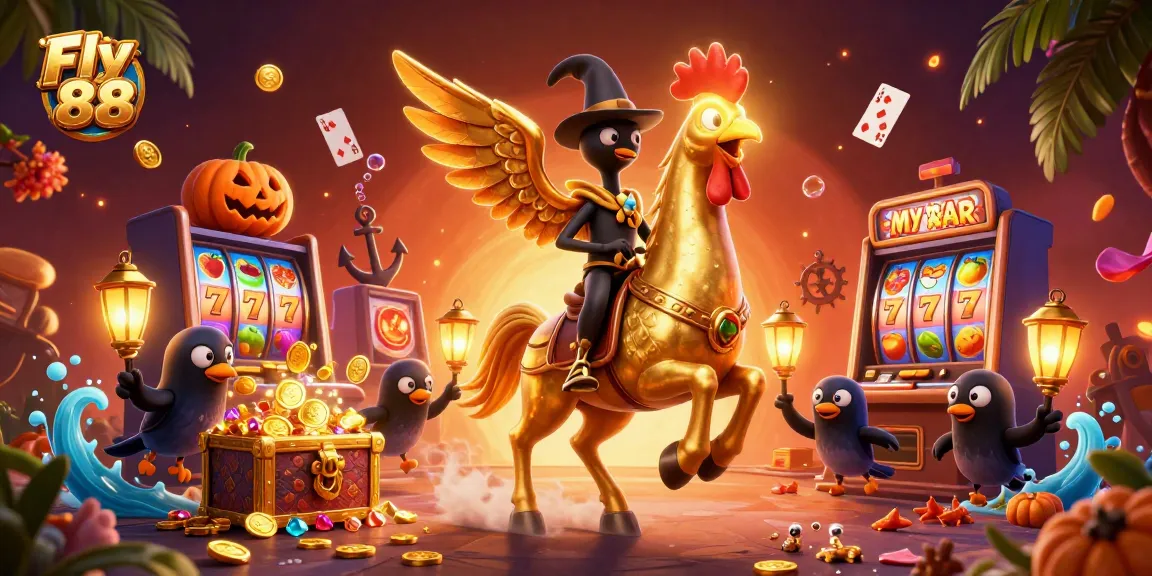 Experience thrilling slot action with Fly 88 in this vibrant 3D casino illustration.