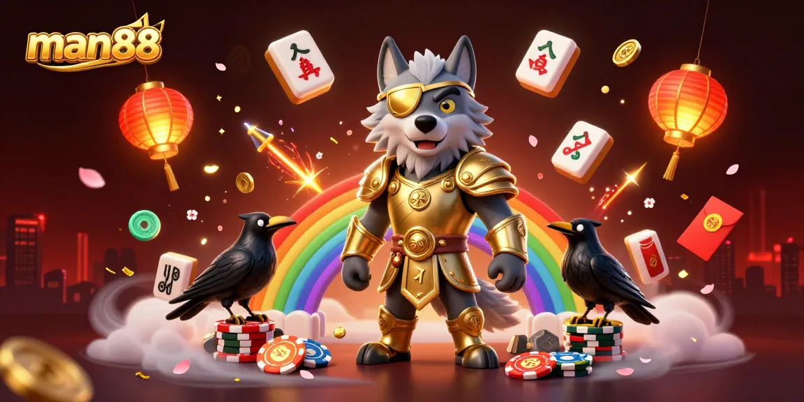 Experience luck with man88 at a vibrant casino scene featuring Norse mythology elements.