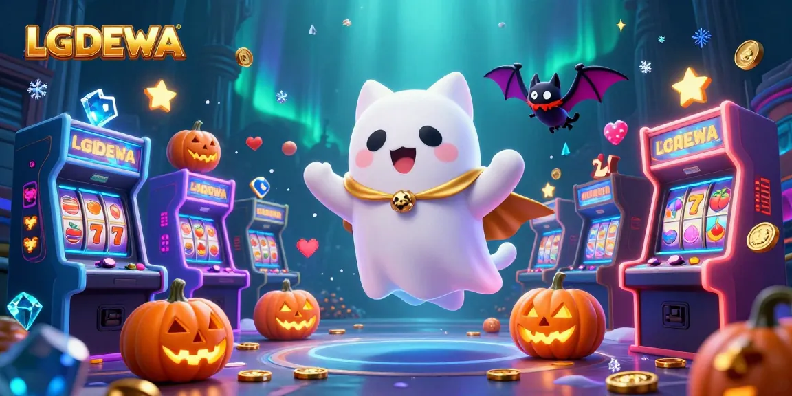 Experience thrilling wins at LGODEWA with vibrant digital casino fantasy featuring ghostly characters.