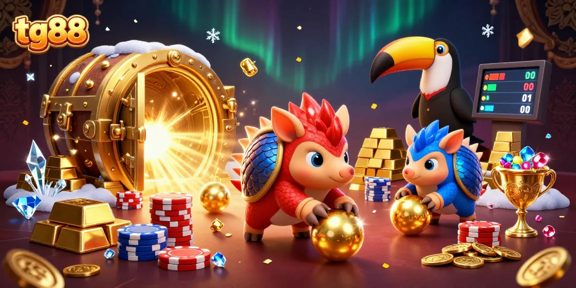 Engage with tg88's thrilling gaming experience, where rival pangolins battle it out with poker chips and treasures.