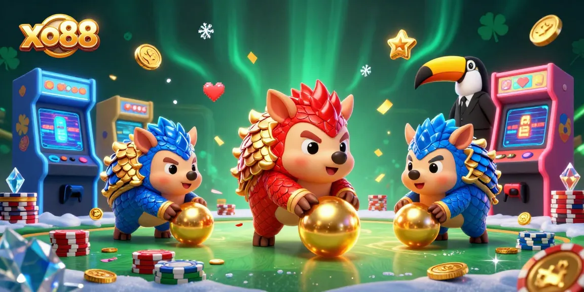 Experience thrilling gaming with xo88 featuring pangolins and casino elements in action.