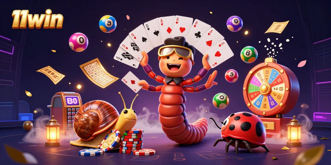 Experience the thrill of 11win with colorful lottery balls and a dynamic casino scene.
