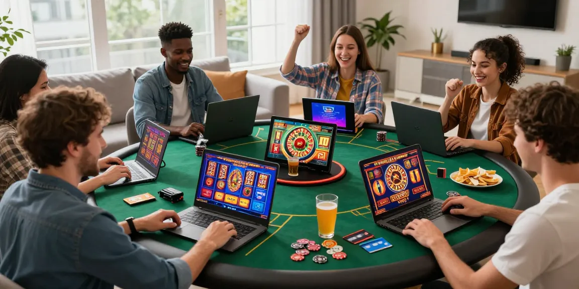 Exciting online casino experience at https://eviz.org.uk with diverse players using credit cards and enjoying slots.