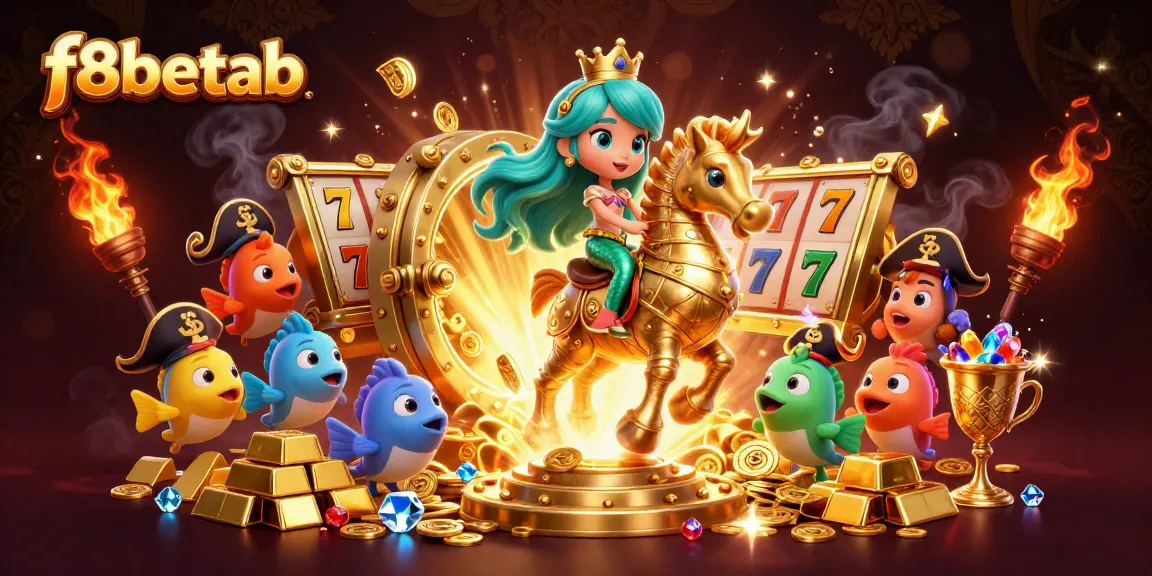 Experience the excitement of f8betab with a vibrant casino scene featuring a mermaid princess and seahorse.