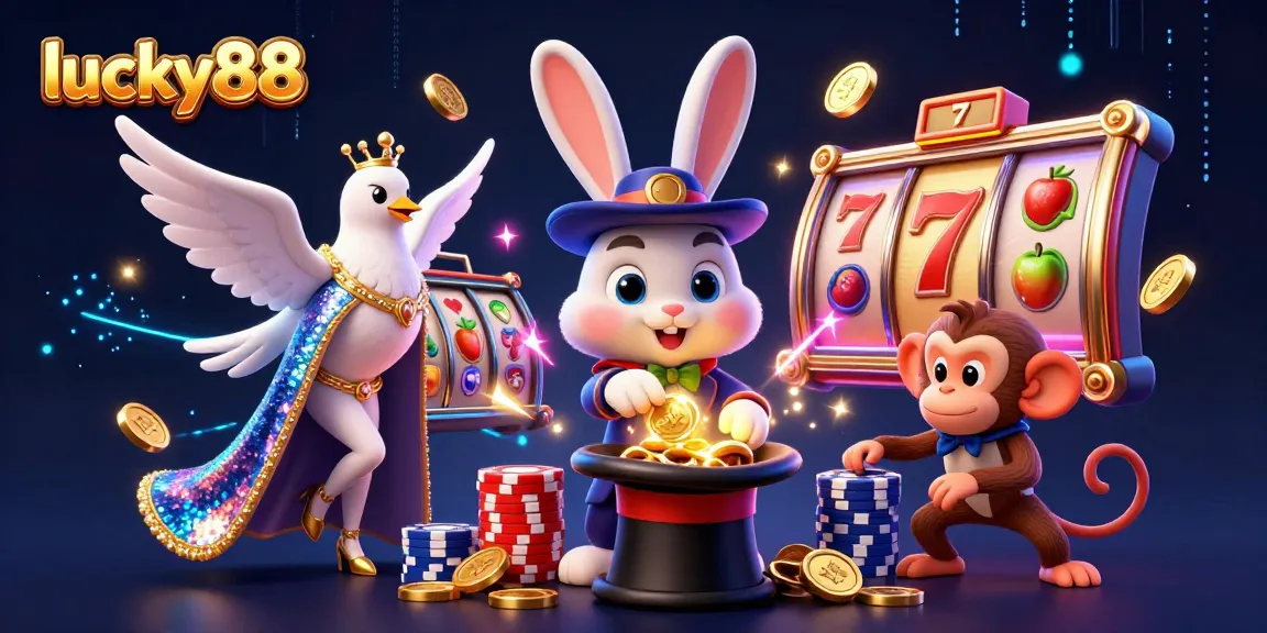 Catch the excitement of lucky88 with a magician bunny and dazzling casino elements in vibrant 3D.