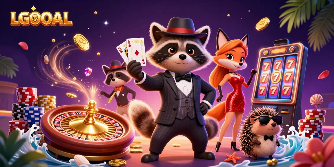 Join the fun at LGOGOAL with an exciting slot game scene featuring vibrant characters and dynamic casino elements.