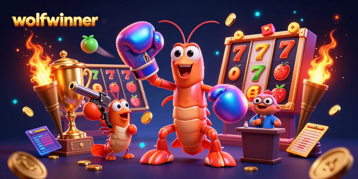 Engage with Wolfwinner at the slots, featuring vibrant 3D characters and dynamic gaming elements.