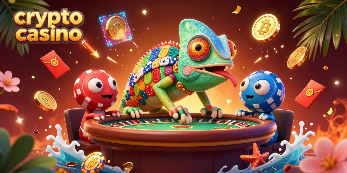 Profitez du casino crypto en jouant avec des pièces de Bitcoin et Ethereum, entouré de décorations festives.