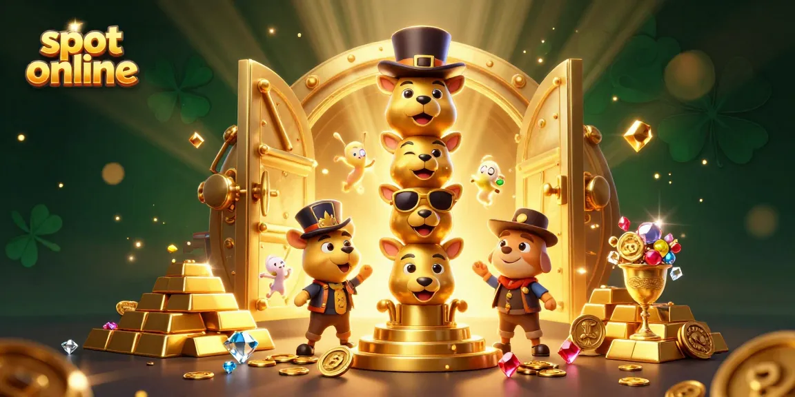 Permainan slot online yang menarik dalam ilustrasi 3D penuh warna dengan aksesori kasino yang menawan.