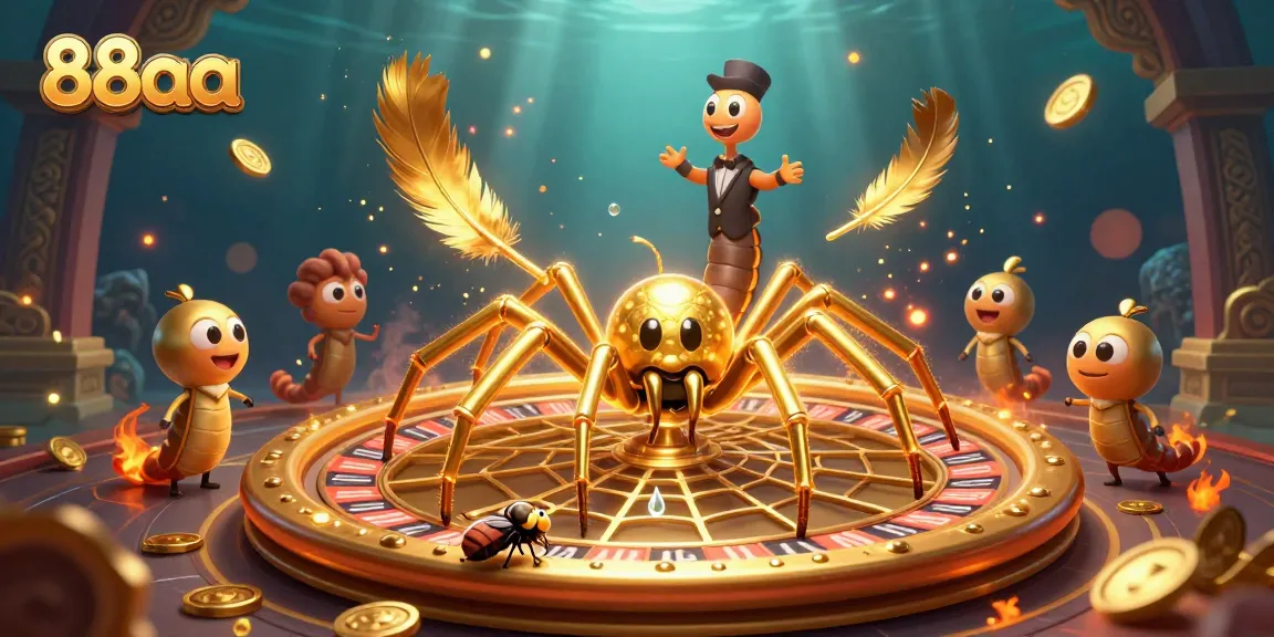 Engage with the thrilling action of 88aa as a fly places bets at the roulette wheel in a vibrant casino scene.