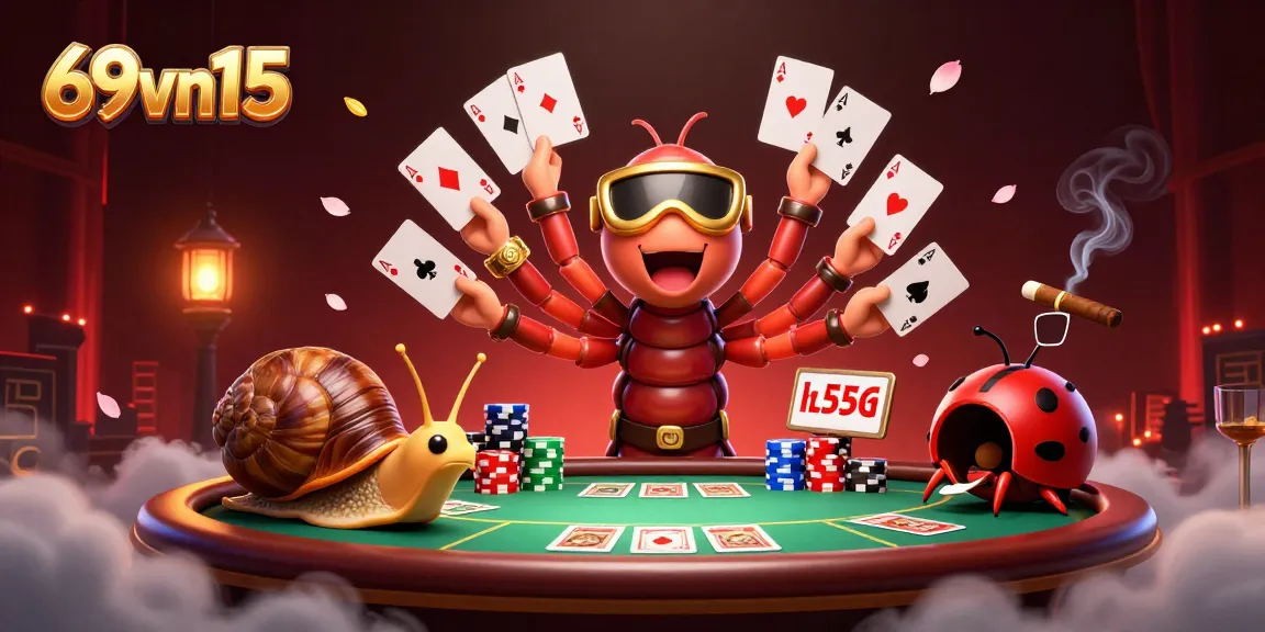 Experience thrilling gameplay with 69vn15 as a millipede dealer showcases spectacular cards at a lively casino.