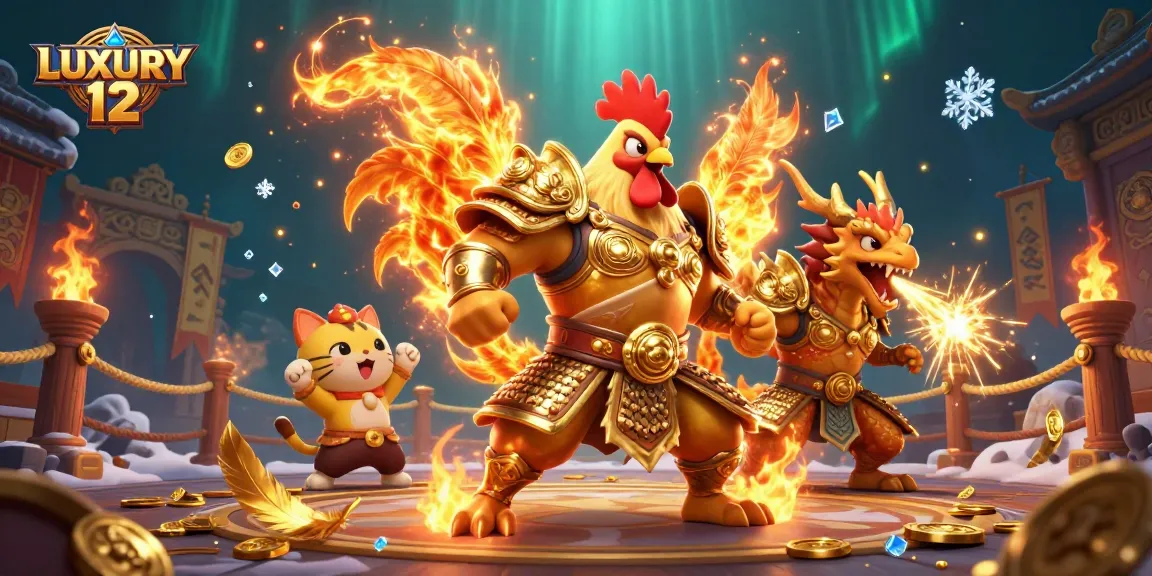 Menghadirkan LUXURY 12 dengan ayam jantan pejuang dan naga bercahaya, menciptakan kehebohan dalam arena permainan.