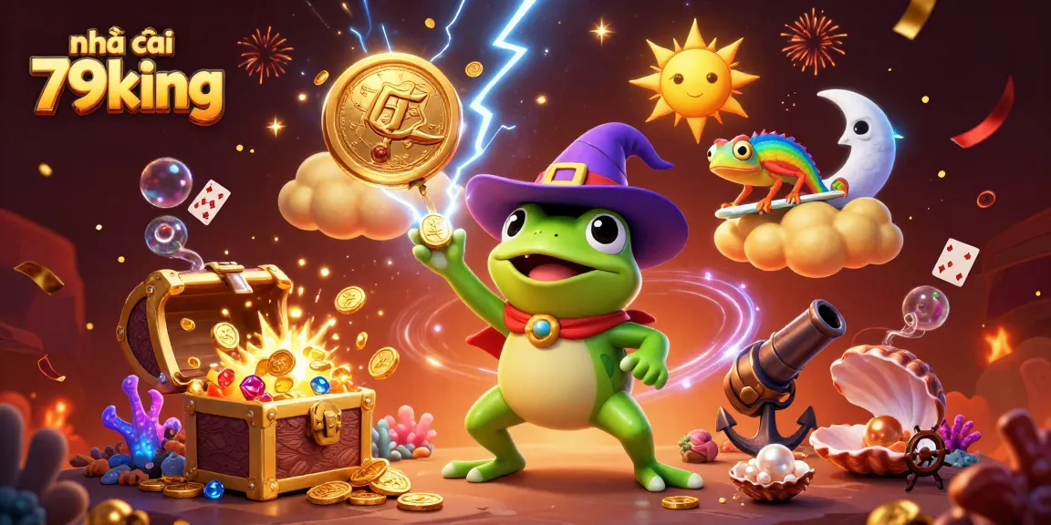Experience the excitement at nhà cái 79king with a vibrant illustration of a magical gaming world.