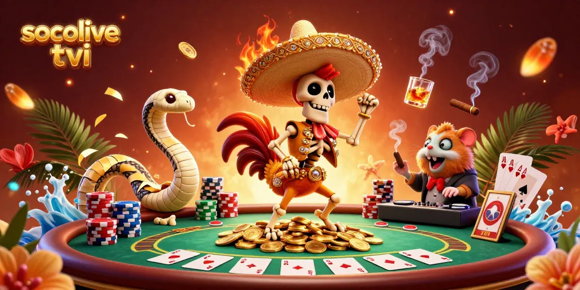 Socolive tivi celebrates a lively casino scene with winning poker elements and joyous characters.