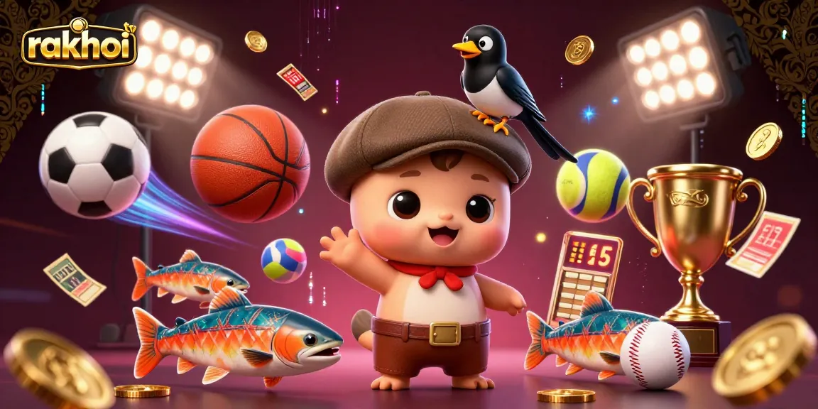 Experience live sports action with rakhoi tv, featuring dynamic cartoon elements and vibrant casino visuals.