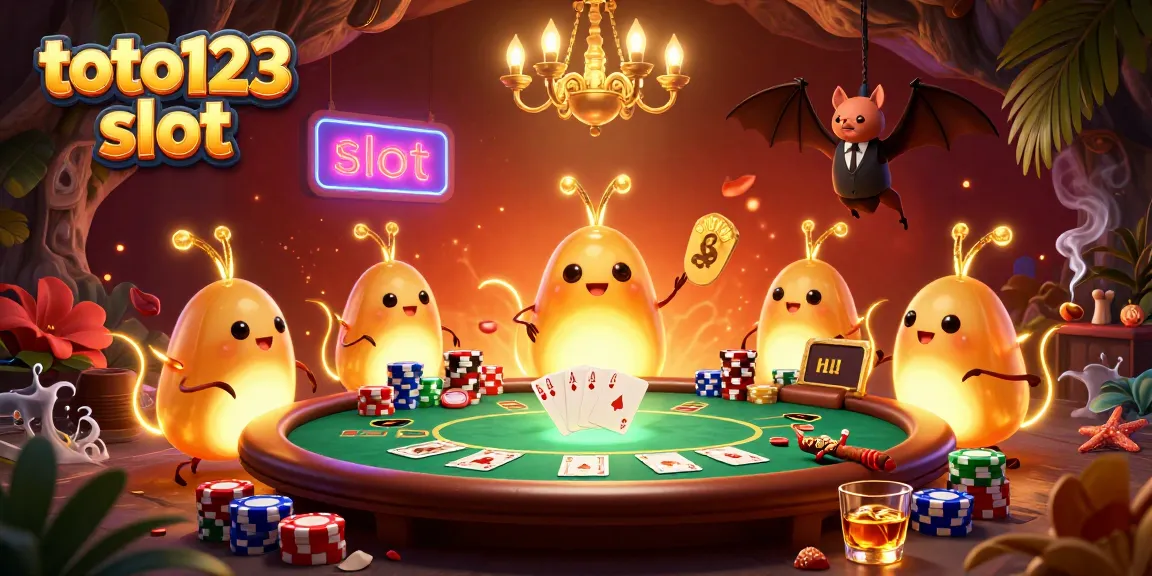 Experience the excitement of toto123 slot with vibrant glowworms lighting a dynamic casino scene.