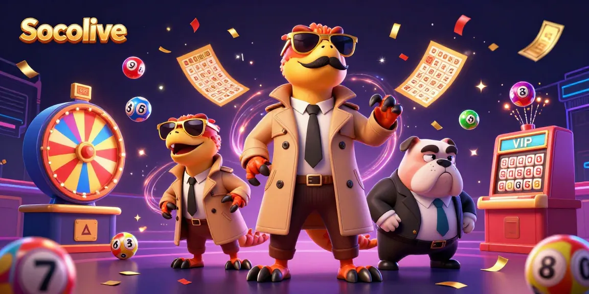 Socolive brings excitement with a raptor trio in a trench coat aiming for VIP access amidst casino elements.
