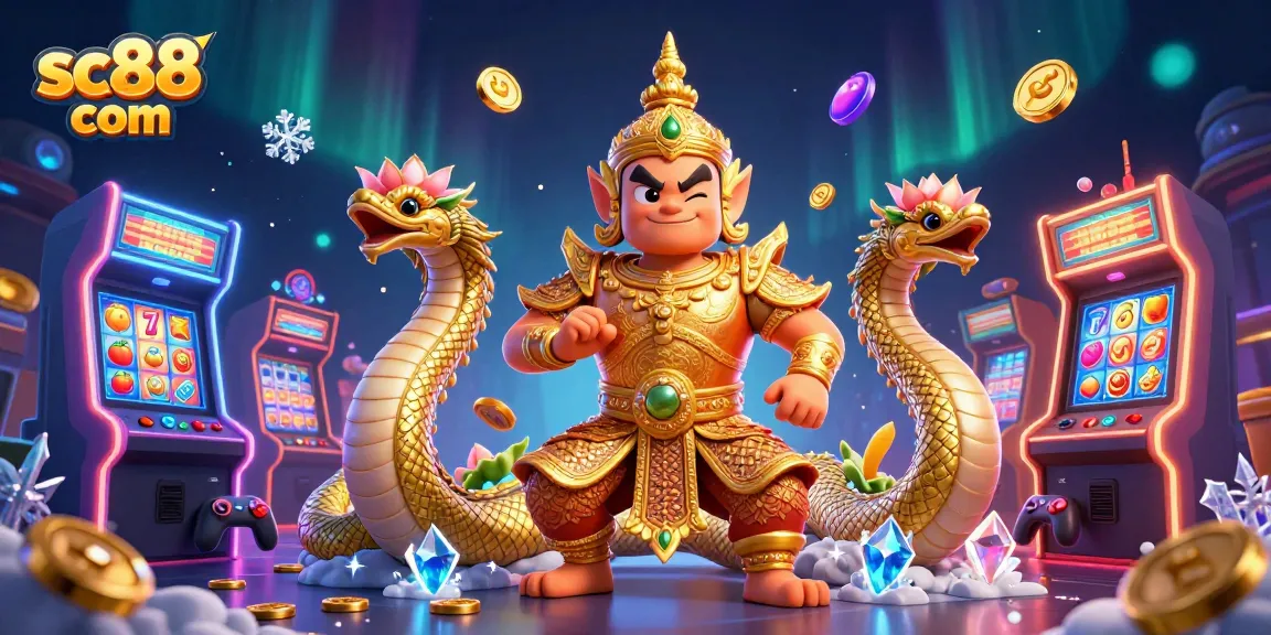 Experience winning thrills with sc88 com in this vibrant 3D casino scene rich with game elements.