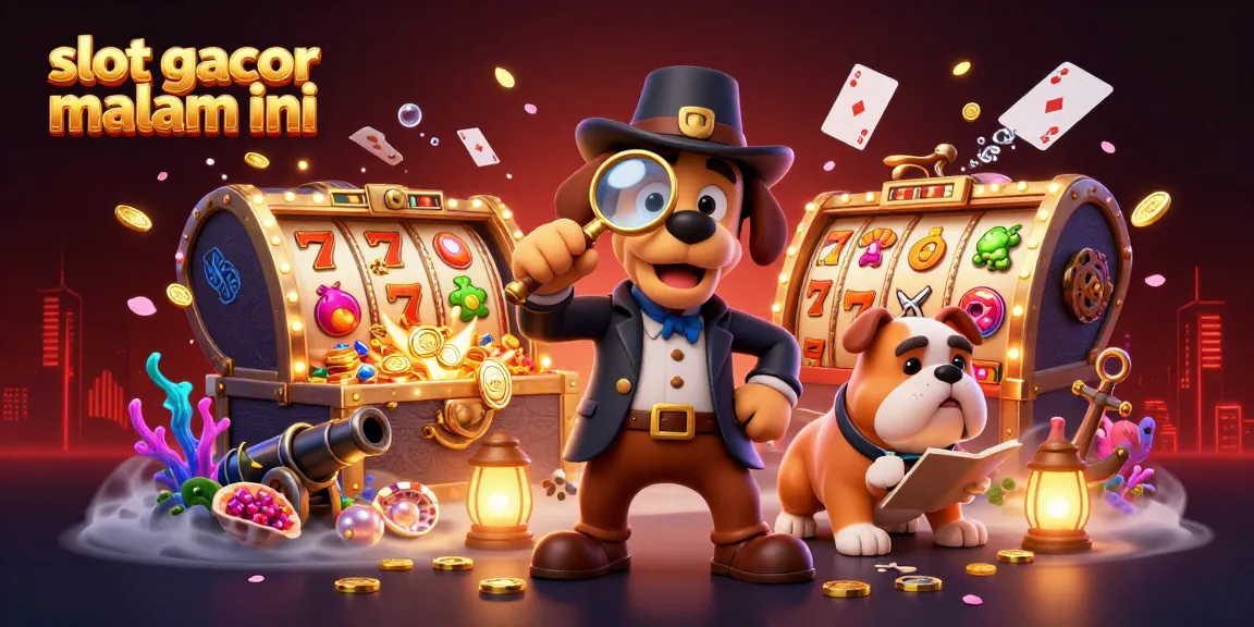 Experience slot gacor malam ini with 3D detective characters exploring vibrant casino treasures and gaming elements.