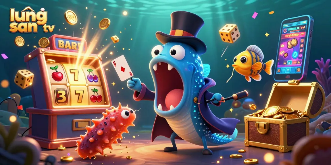 Engage with thrilling lương sơn tv magic as animated characters perform card tricks amidst a vibrant casino scene.
