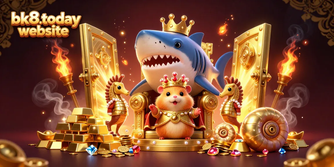 Experience thrilling gameplay at bk8.today website with a majestic king and treasure elements in a dynamic casino scene.