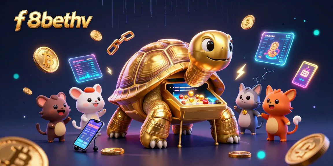 Experience thrilling gameplay at f8bethv with a vibrant casino scene featuring cartoon characters and crypto elements.