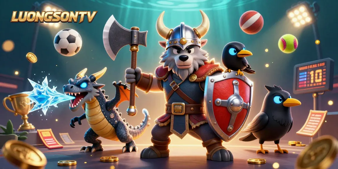 Experience thrilling sports action with LUONGSONTV featuring vibrant characters and dynamic gambling elements.