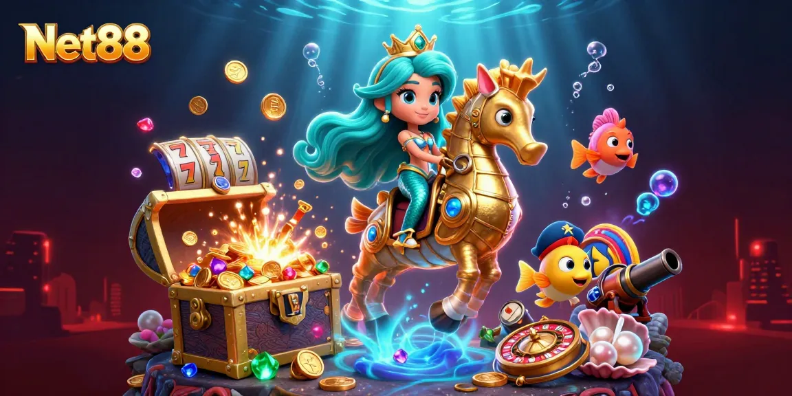 Net88 invites players to explore captivating underwater casino adventures with vibrant characters.