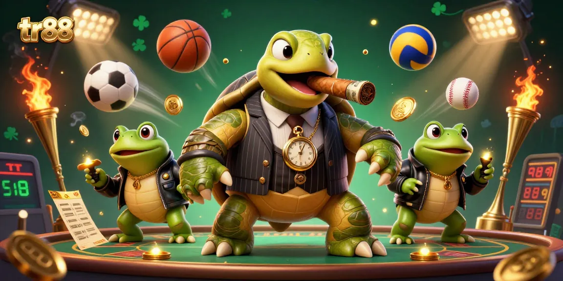 Bet on sports with tr88's lively scene featuring a snapping turtle and bullfrog enforcers.