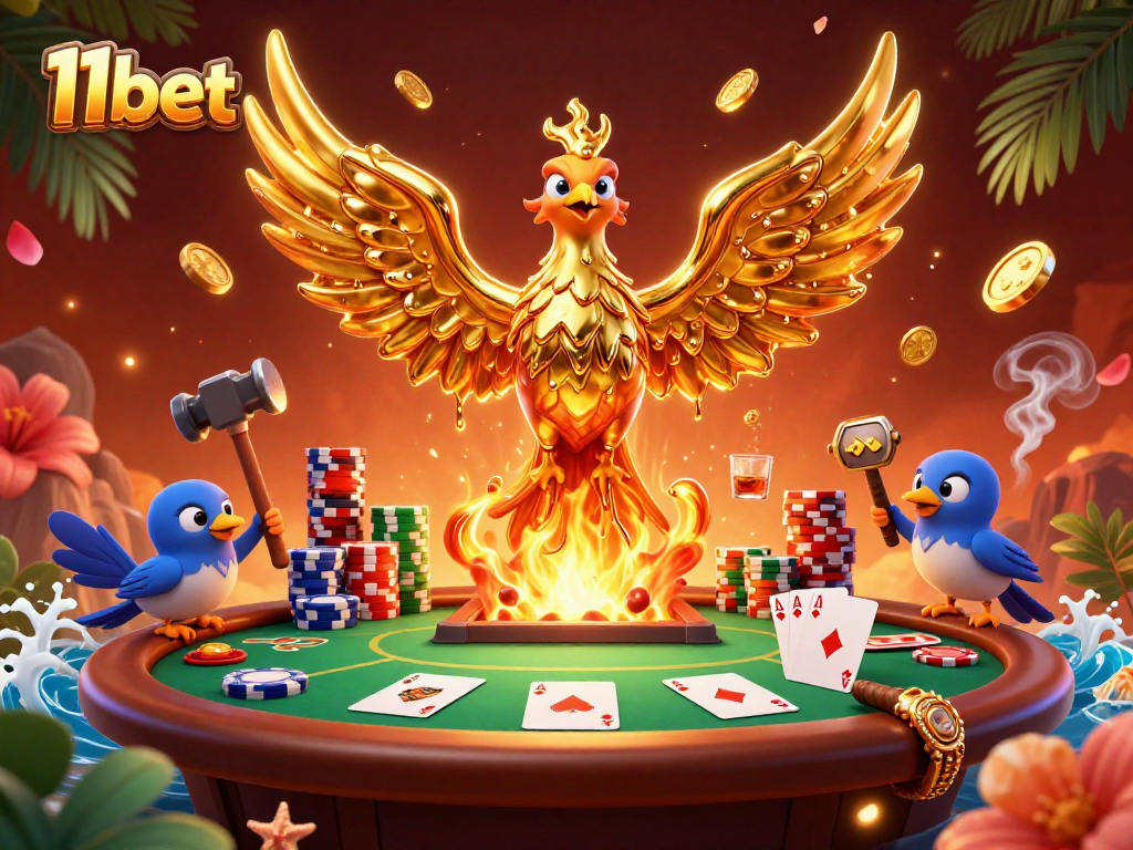Experience the thrill of winning at 11bet with a molten phoenix and poker scene